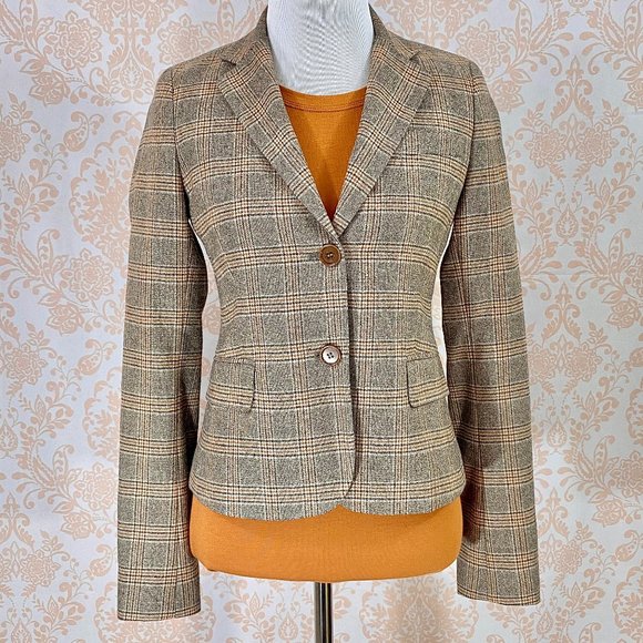 Theory Jackets & Blazers - EUC Theory gray/tan plaid wool blazer 0